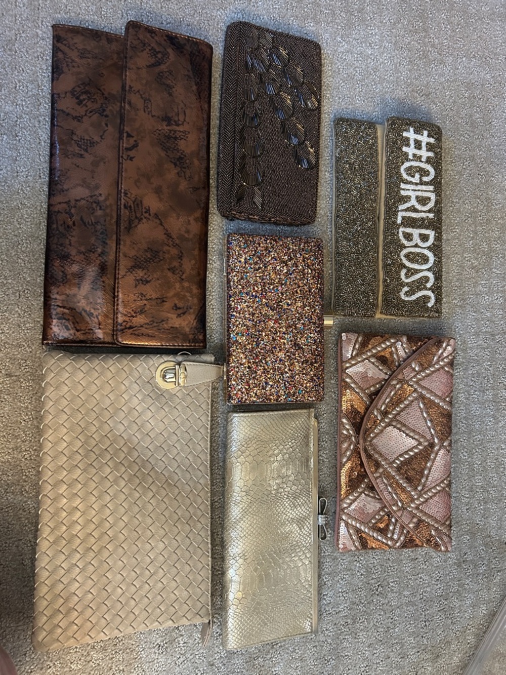 Assorted Metallic & Brown Clutch Wallet Lot